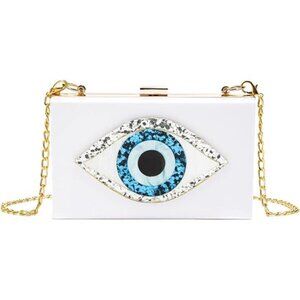 Clutch Purses for Women-Evil Eye Acrylic Clutch Glitter Purse Evening Bag Chain